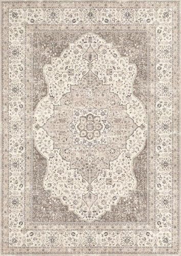 Vintage 10x14 Washable Area Rugs for Living Room, Non Slip, Brown