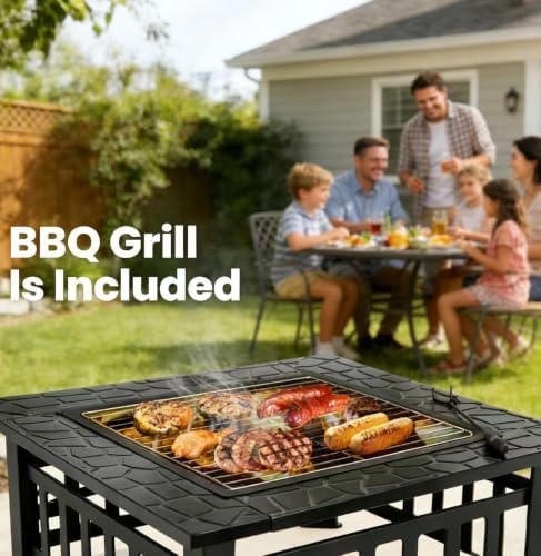 ZENY 32 inch Outdoor Fire Pit with Grill