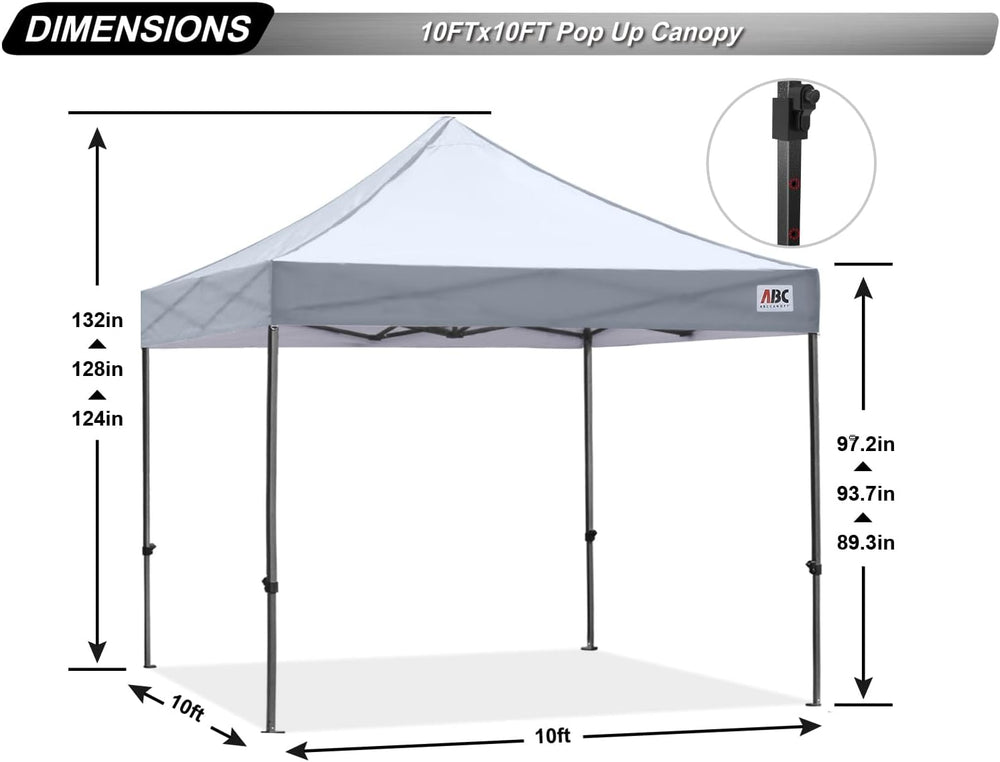 ABCCANOPY Patio Pop Up Canopy Tent 10x10 Commercial-Series (Gray)