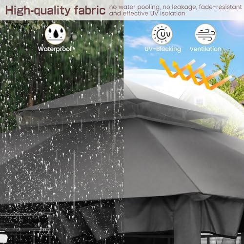 COBIZI 10x10 FT Outdoor Gazebo, Soft Top Patio Gazebo with Ventilated Double-...