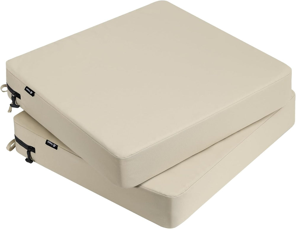 Favoyard 2-Pack Waterproof Outdoor Seat Cushions, 19" x 19", Beige