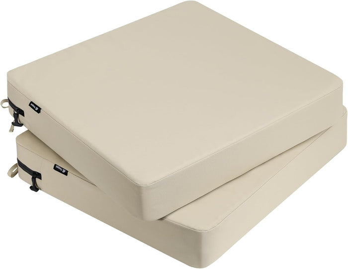 Favoyard 2-Pack Waterproof Outdoor Seat Cushions, 19" x 19", Beige