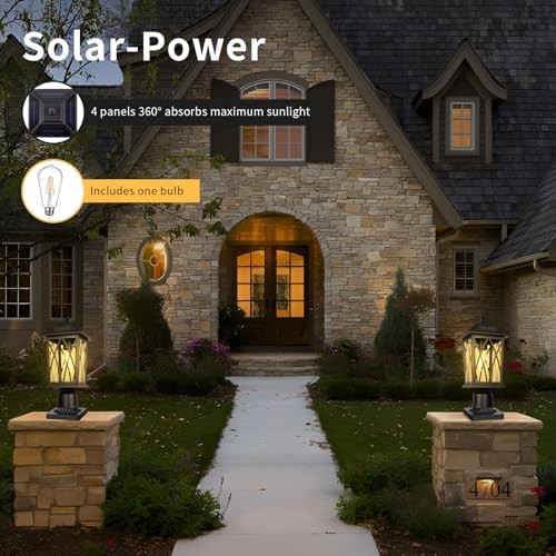 Treekee Solar Post Lights Outdoor, Modern Farmhouse Pier Mount Lamp Post Ligh...