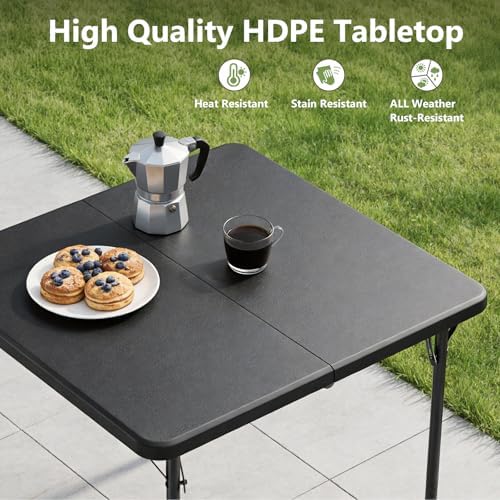 Folding Table, 36 Inch Square Foldable Card Table with Carrying Handle, Heavy...