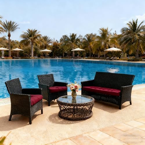 Outdoor Chair Cushions, Patio Wicker Furniture Seat Pads, Waterproof