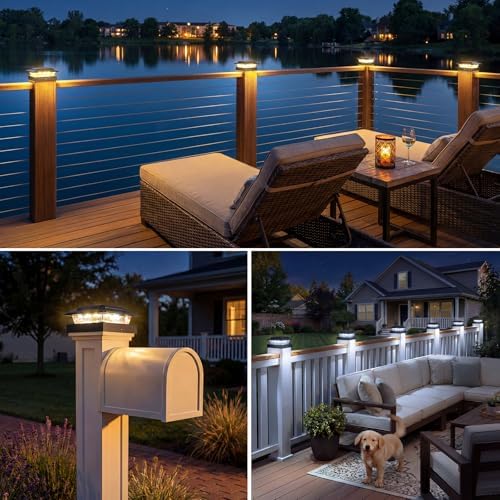 kolpop 4x4 Solar Post Cap Lights Outdoor 16Pack- 3 Color Temperatures& 2 ...