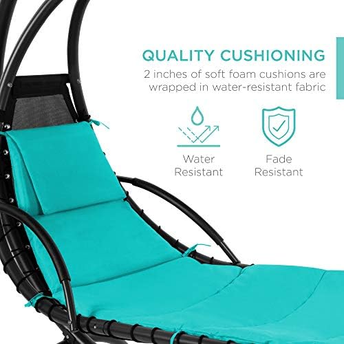 Best Choice Products Outdoor Hanging Curved Steel Chaise Lounge Chair Swing w...
