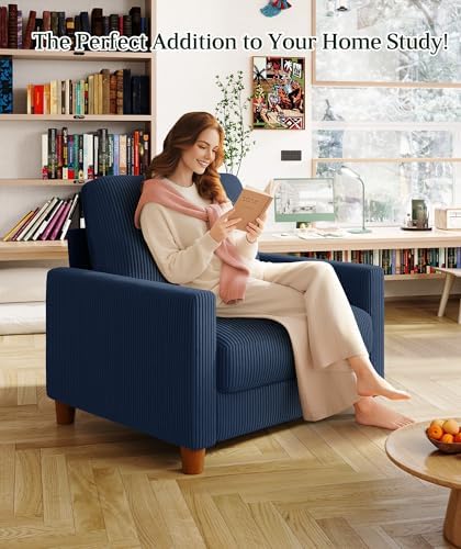 Welzona Corduroy Accent Chair, 35.5” Oversized Chair, Living Room Chairs