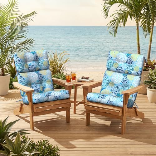 Outdoor High Back Patio Chair Cushions, Tufted Rocking Chair Cushions, Adiron...