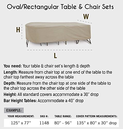 Protective Covers Weatherproof Patio Table and Chair Set Cover, 80 Inch x 96,...