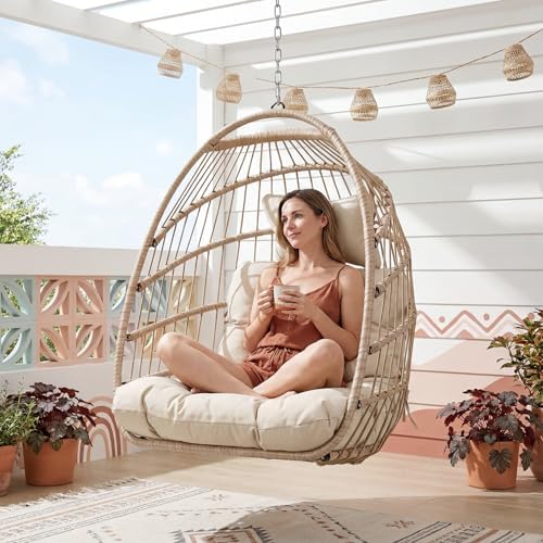 RADIATA All-Weather Swing Egg Chair no Stand, Outdoor Wicker Hanging Chair