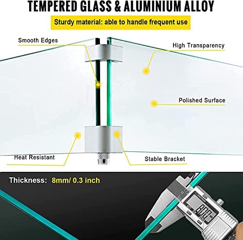 MESIDA 23.5"x23.5"x6" Fire Pit Glass Wind Guard, Tempered Glas...