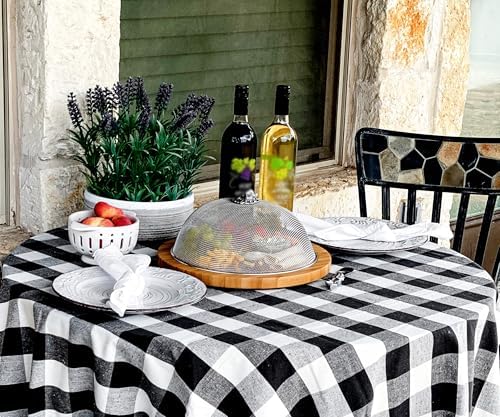 Halloween Round Tablecloth, Black and White Tablecloth 70 inch, 100% Cotton, ...