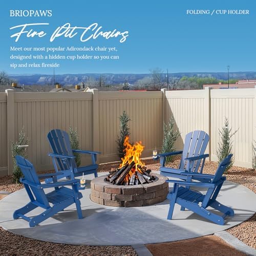 BRIOPAWS Folding-Adirondack-Chairs Set of 2 | HDPE Plastic | Fire Pit Chair |...