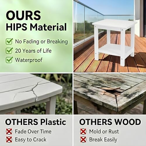 Y&M Outdoor Side Table, HIPS Adirondack Small Double Layer Table, Waterpr...