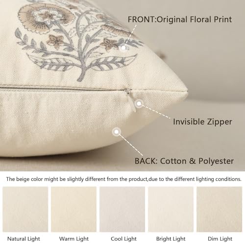 Vintage Floral Euro Sham Fall Pillow Covers 26x26 Set of 2 Patterned Accent D...