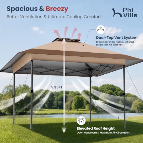 PHI VILLA 13x13 Pop Up Canopy Tent, Instant Outdoor Easy One Push Tents