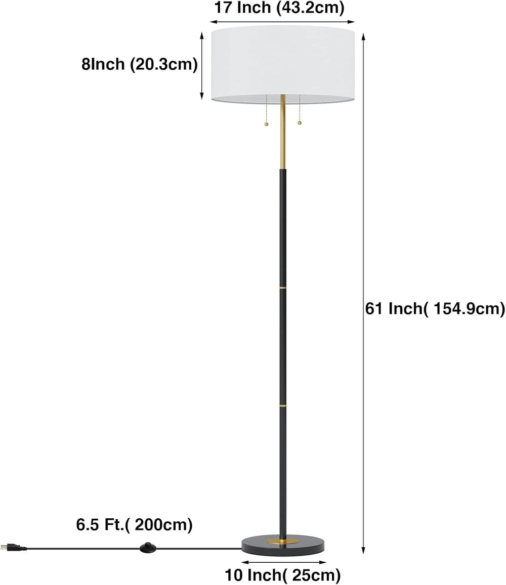 2-Light 3 Color Temperature Mid Century Floor Lamp for Living Room