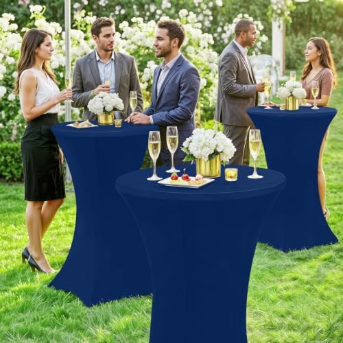 Moosfor Spandex Cocktail Table Covers 4 Pack, Elastic Fitted Stretch Table Cl...