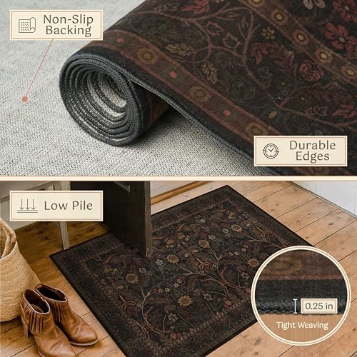 Washable 8x10 Area Rugs for Living Room, Black and Brown Halloween Rug for Be...