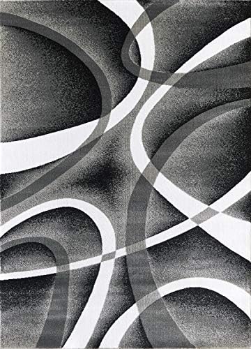 GLORY RUGS Modern Area Rug 4x6 Grey Swirls Carpet Bedroom Living Room Contemp...