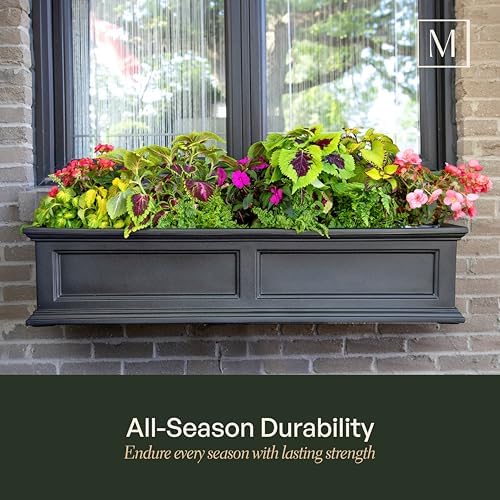 Mayne Fairfield 48in Self-Watering Rectangular Window Box Planter, Black