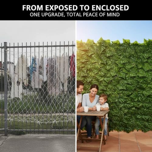 Artificial Ivy Privacy Fence Screen, 40x160in(43 Sqft) Anti-Ultraviolet Artif...