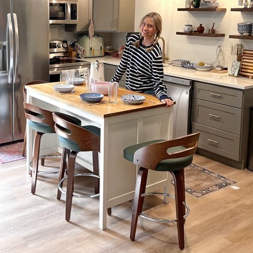 Mid Century Bar Stools, 30 inch Bar Height Barstools with Curved Low Back