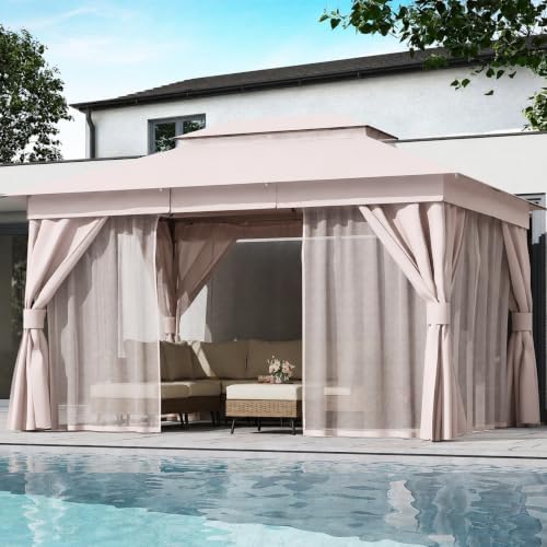 LAUSAINT HOME 10x13 Gazebo Canopy, Upgraded Metal Frame Heavy Duty Patio Cano...
