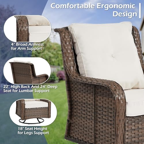 Wumiokio Patio Furniture Sets, 3 Pieces Wicker Outdoor Furniture - 360 Degree...