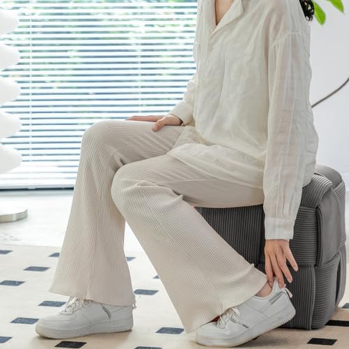 Cmishe 15" Square Woven Corduroy Ottoman Footrest - Modern Vanity Stool ...