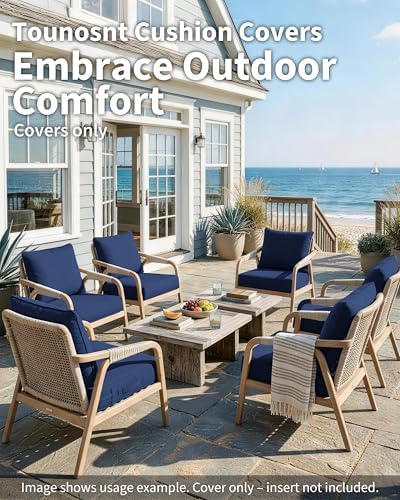 Thick Outdoor Back&Seat Cushion Covers 22×22×3in 12Pcs for Patio Furnitur...