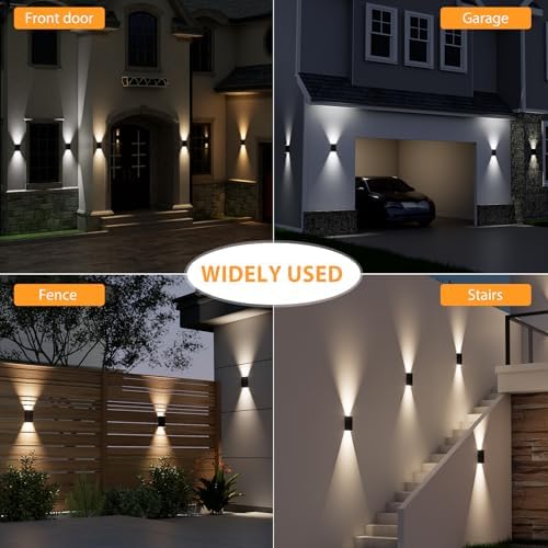 Solar Wall Light Outdoor,3000/4000/6000K 3 Modes Dusk to Dawn Lighting Wall S...