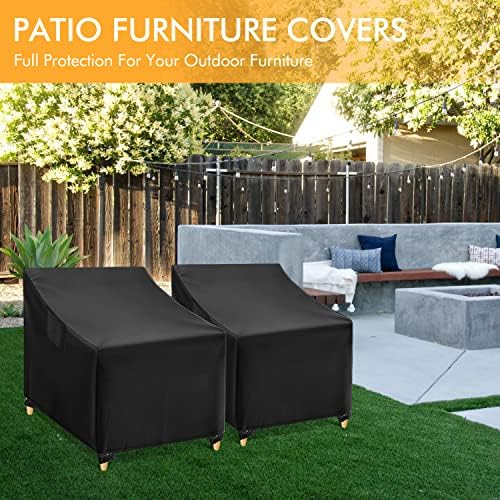 WLEAFJ Outdoor Chair Covers Waterproof, Black Lawn Patio Furniture Covers, He...
