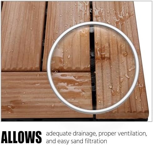 Yaheetech 27PCS Patio Floor Tiles Outdoor Interlocking Deck 12 x 12in,Brown