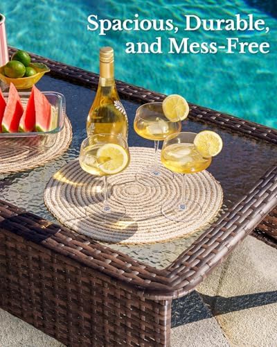 HILLGA 7-Piece Luxury Patio Furniture Set with 6" Thick Cushions, Weathe...
