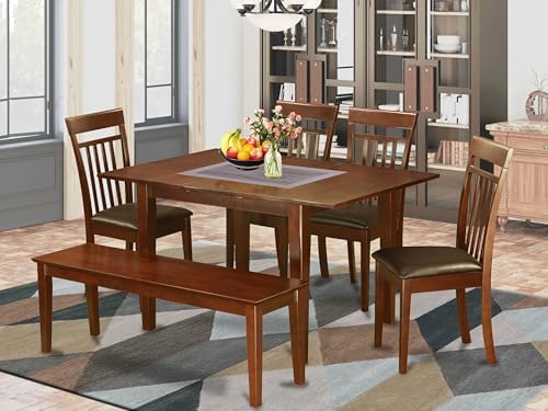 East West Furniture PSCA6C-MAH-LC 6 Piece Modern Dining Table Set Contains a ...