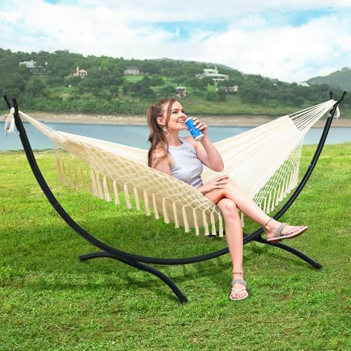 SUNCREAT Portable Outdoor Hammock with Stand Included, Double Hammock with Ta...