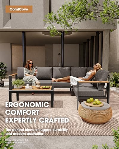 Aluminum Outdoor Patio Furniture Set 8 Seats, Outdoor Sectional Corner Sofa, ...