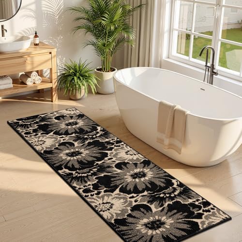 Findosom Hallway Runner Rug 2x8, Non Slip High-Low Textured Floral Washable R...
