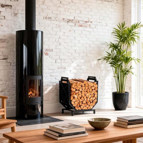 HIHADUUM Firewood Rack Outdoor Indoor - Firewood Holder with Canvas Log Carri...