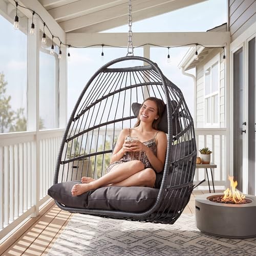 Nicesoul Foldable Space-Saving Hanging Egg Chair No Stand, 350lbs Reinforced ...