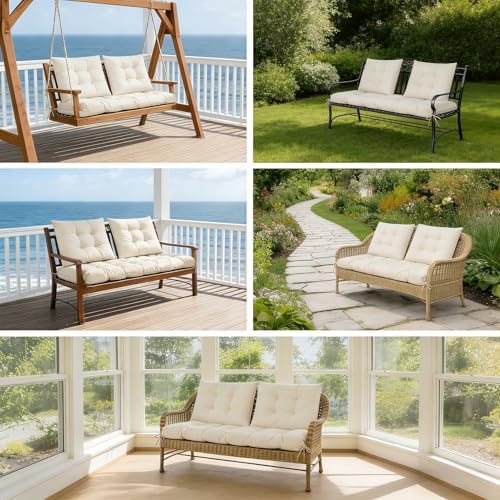 Yddsky 3Pcs Wicker Chair Cushion Sets for Patio Furniture,White,47*19*4'&...