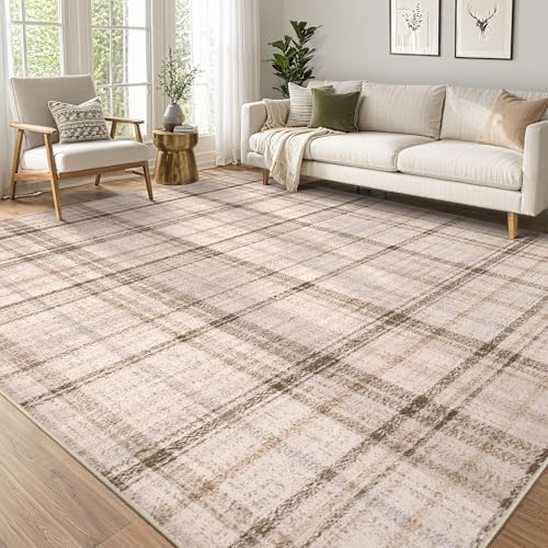 Tortania Area Rug Living Room Rugs - 9x12 Washable Large Soft Neutral Boho Mo...