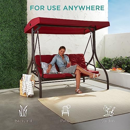 Best Choice Products 3-Seat Outdoor Large Converting Canopy Swing Glider, Pat...