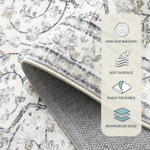Lahome Oriental Runner for Hallways 2.5x10 Washable Beige Kitchen Runners Non...