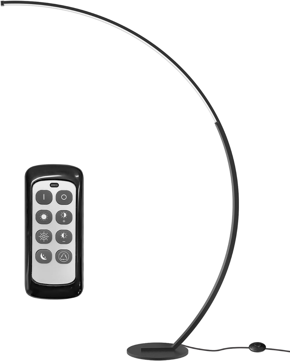 75 inch Dimmable LED Arc Floor Lamp for Living Room with Foot and Remote Cont...