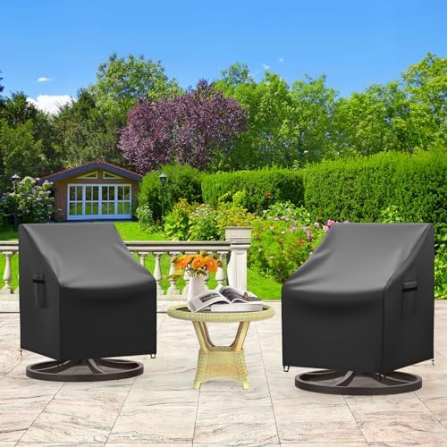 Mrrihand Patio Chair Covers, 2 Pack Outdoor Swivel Lounge Chair Cover, Heavy ...