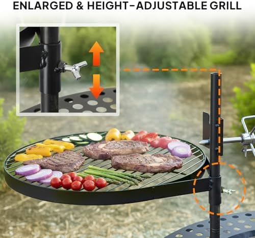 ROVSUN Upgrated 33'' Outdoor Fire Pit with 2 Grills, Grill with Side ...
