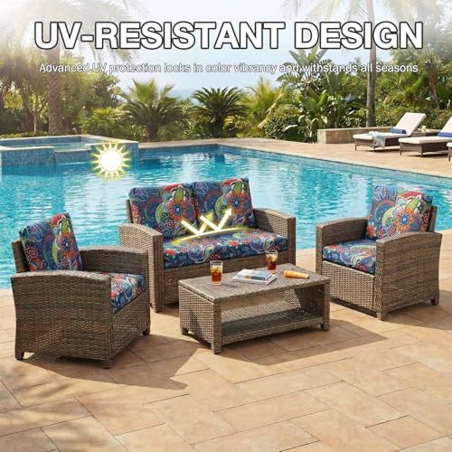 hyha 8Pcs Patio Cushion Covers, Stretch Outdoor Couch Cushion Covers